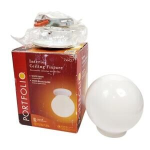 Portfolio Flushmount Moon Style Ceiling Fixture 74457 White Round New in Box